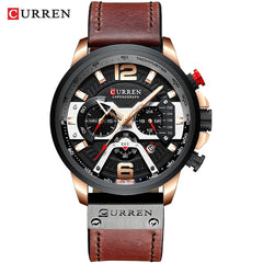 Curren Military Leather Chronograph Wristwatch