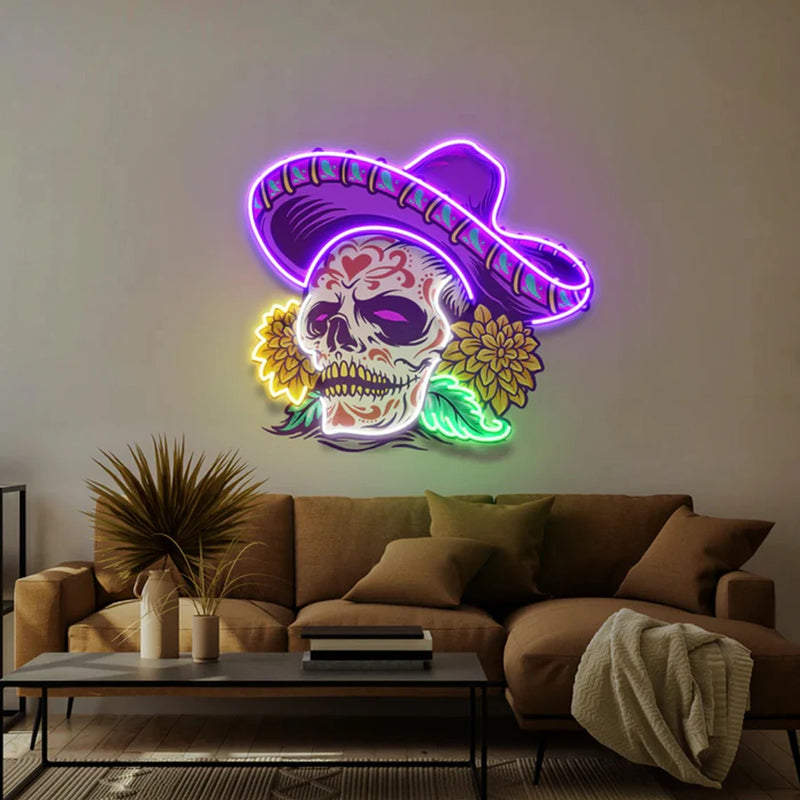 Dia DE Muertos Skull LED Sign