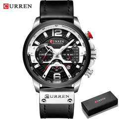 Curren Military Leather Chronograph Wristwatch