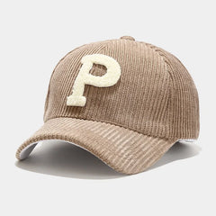 Corduroy Embossed P Logo Velcro Hat