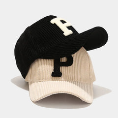 Corduroy Embossed P Logo Velcro Hat