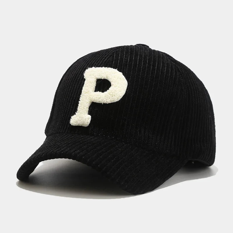 Corduroy Embossed P Logo Velcro Hat