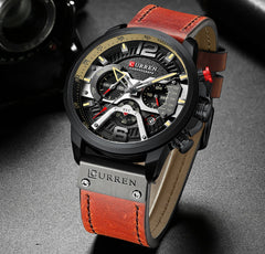 Curren Military Leather Chronograph Wristwatch