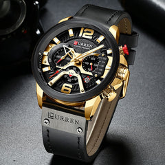 Curren Military Leather Chronograph Wristwatch