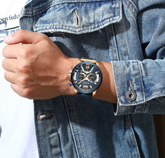 Curren Military Leather Chronograph Wristwatch