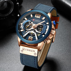 Curren Military Leather Chronograph Wristwatch