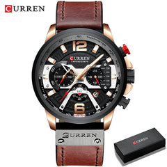 Curren Military Leather Chronograph Wristwatch